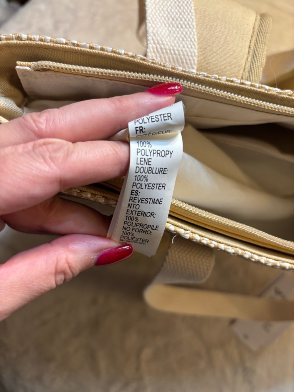 Sale! NWT Roxy Beach Tote Backpack Cooler base Beige & Cream Woven Two-Tone Zip - Picture 14 of 14